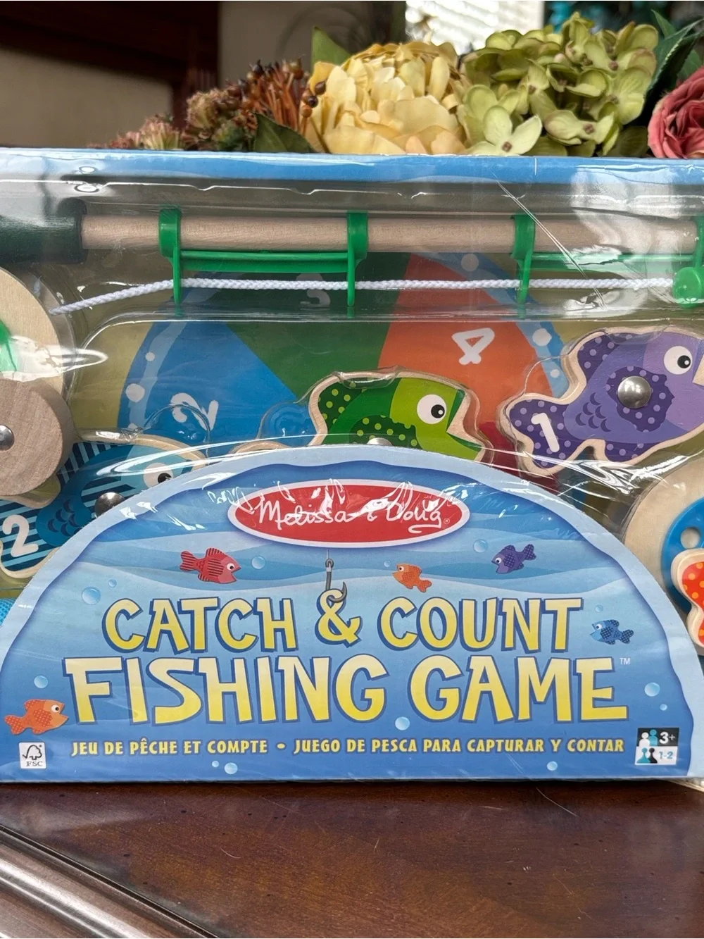 Melissa & Doug Catch & Count Wooden Fishing Game 2 Magnetic Toy Rods Learning